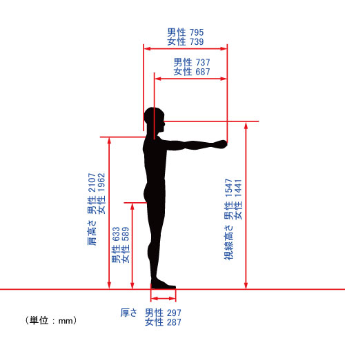 人のサイズ_手を伸ばした時